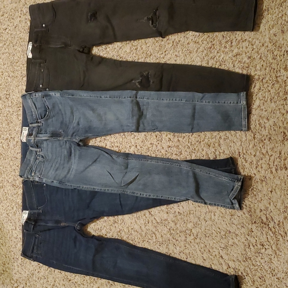 3 pair of gently worn Abercrombie kids super skinny jeans size 13/14 slim